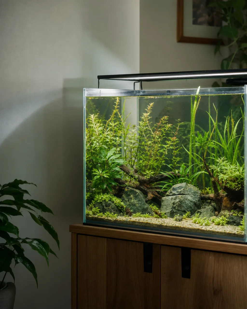 Aquarium d’eau douce planté, sans poissons