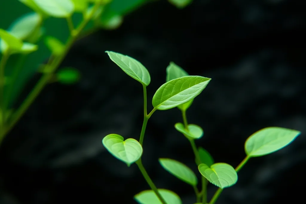 Feuilles vertes d’une plante aquatique dans un aquarium